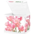 thumbnail image 1 of Foldable Fabric Storage Bin With Handle Collapsible Basket Box Storage With Lid Organizer Tulips in Full Bloom, 1 of 7