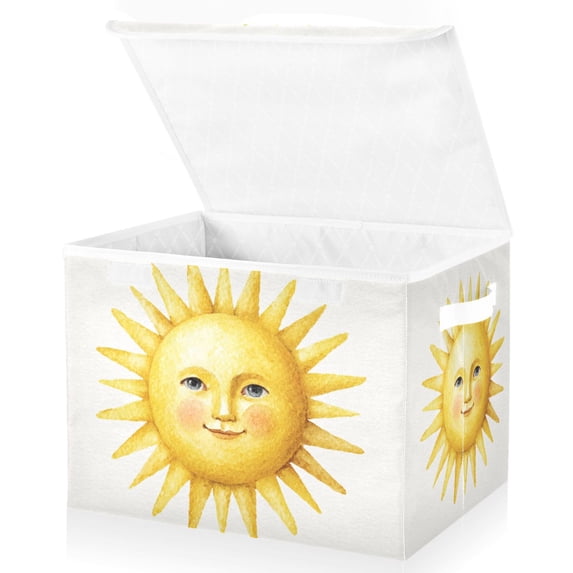Foldable Fabric Storage Bin With Handle Collapsible Basket Box Storage With Lid Organizer Watercolor Bckground