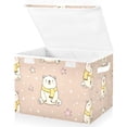 thumbnail image 1 of Foldable Fabric Storage Bin With Handle Collapsible Basket Box Storage With Lid Organizer White Bear, 1 of 7