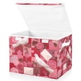 thumbnail image 1 of Foldable Fabric Storage Bin With Handle Collapsible Basket Box Storage With Lid Organizer White Love Birds Roses Envelopes, 1 of 7