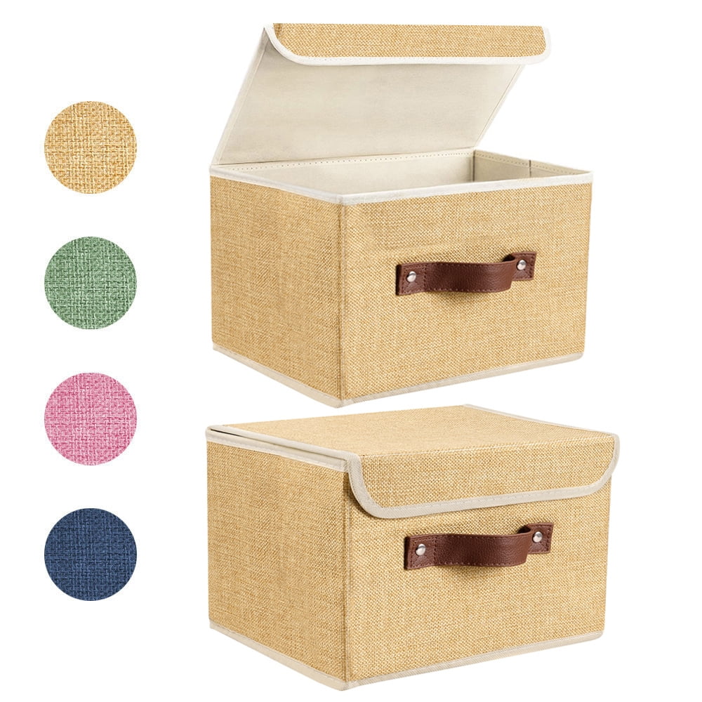 homyfort Cube Storage Organizer Bins 12x12 - Fabric Storage Cubes Bin Foldable Baskets Square Box with Labels and Dual Plastic Handles for Shelf