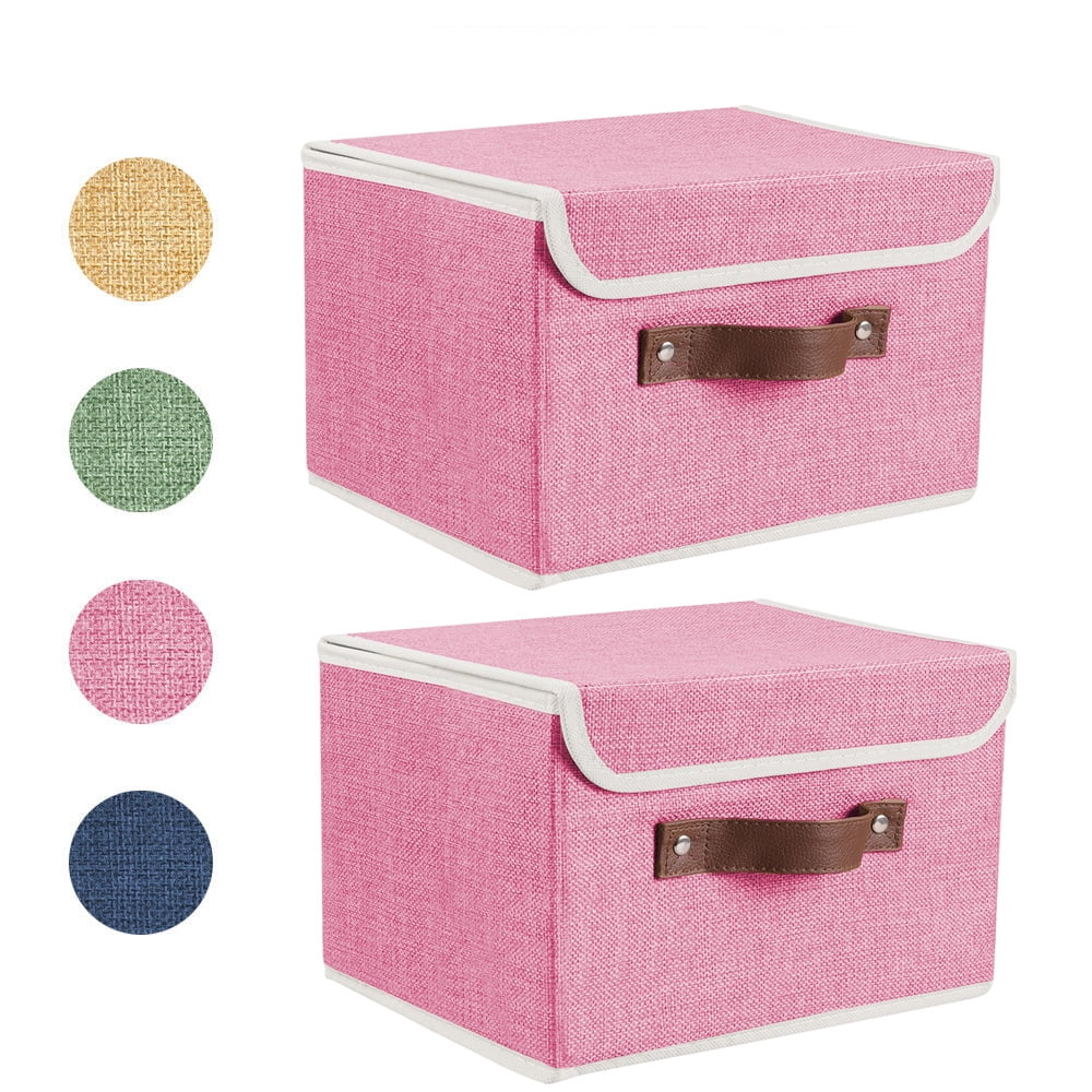 Foldable Fabric Storage Bin With Handle Lid Large Collapsible Box ...