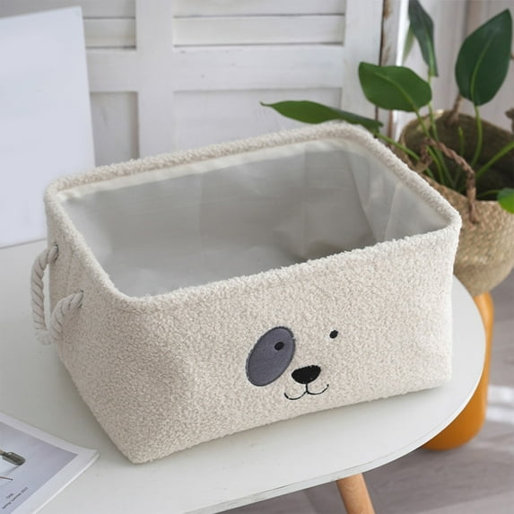 Foldable Fabric Storage Bin with Handles, 16x12x8 Inch Cloth Basket for Toys, Clothing, and Home Organization,Beige