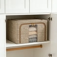 thumbnail image 1 of Foldable Fabric Storage Bins with Clear Window & Lid, Oxford Cloth Stackable Organizer Box for Closet, Under Bed, Seasonal Clothes & Bedding, 15.8x11.8x7.9 Inches, 1 of 6