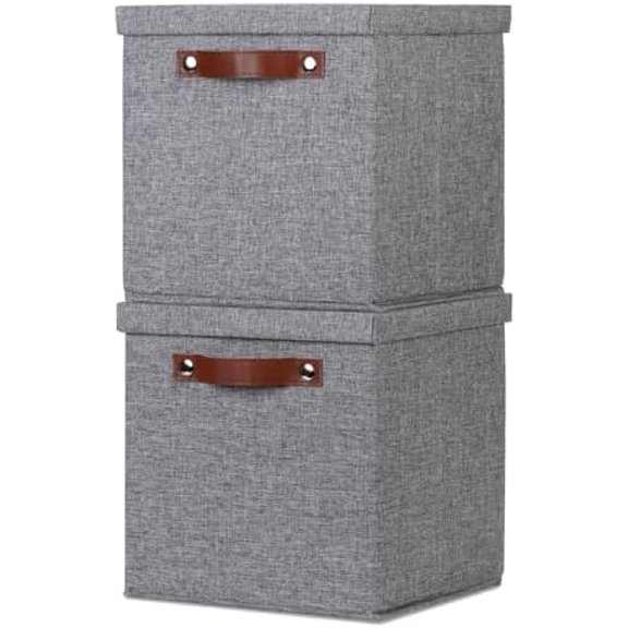 Foldable Fabric Storage Bins with Lids, 2-Pack Storage Bin for Organizing Living Room, Closet Organization, Multi-Purpose Storage Boxes for Clothes (Grey, 10.5x10.5x10.5 inch)