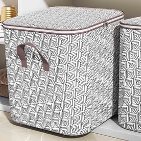 Foldable Fabric Storage Bins with Zipper - Large Capacity Clothes Organizer for Blankets/Pillows/Travel, Multi-Purpose Storage Box with Lid