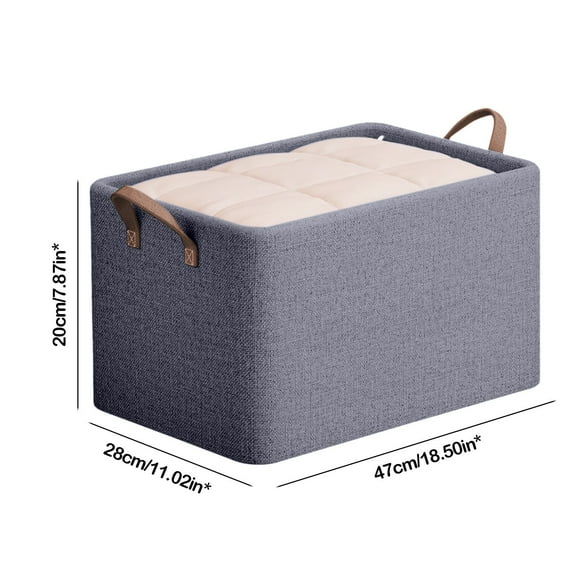 Foldable Fabric Storage Box | Collapsible Closet Organizer with Lid | Navy Cloth Storage Bin for Bedroom Wardrobe | 3 Size Options