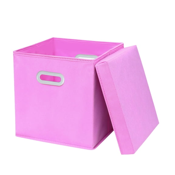 Foldable Fabric Storage Box with Lid - 28x28x28 cm Blue Cloth Drawer Organizer for Home & Car, Spacious Storage for Clothes, Toys & Accessories, Multiple Use, Compact Design