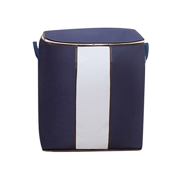 Foldable Fabric Storage Box with Zipper for Clothes, Toys, and Home Organization in Navy