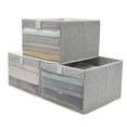thumbnail image 1 of Foldable Fabric Storage Boxes with Transparent Window, Decorative Storage Boxes, 3-Pack, Gray, Large, 12.4"x11.6"x8.1", 1 of 7