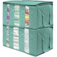 thumbnail image 1 of Foldable Fabric Storage Organizer Bag 3 Sectional 24x14x11in (Pack of 2, Teal), 1 of 4
