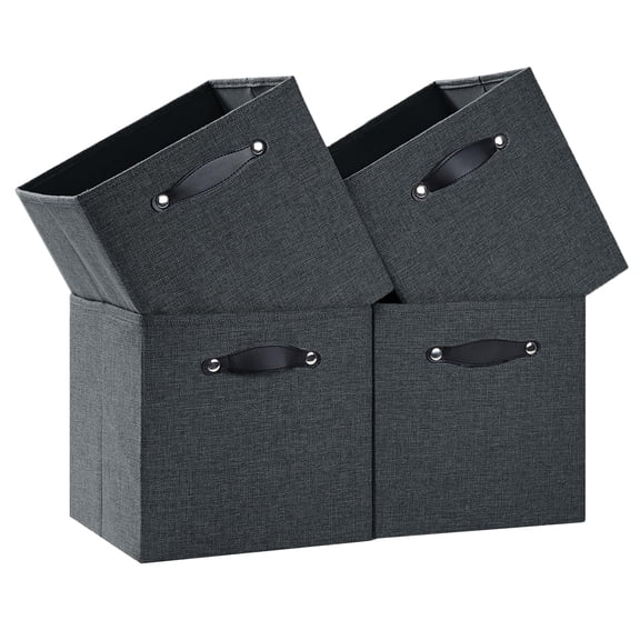 Foldable Fabric Storbcubes 13x15x13 Inch Kallax Cubby With Dual Handles Graphite Gray 4 Pack