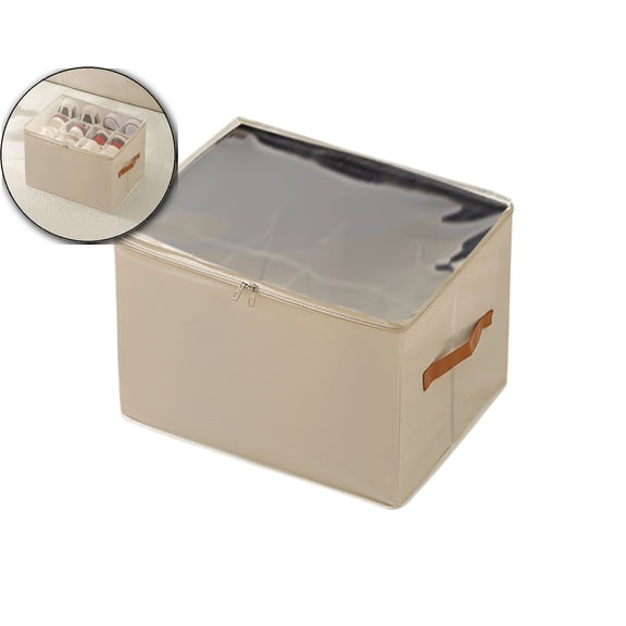 Foldable Fabric Underwear Organizer, Multi-Grid Wardrobe Sorting Box, Stackable Dustproof Storage Bin for Closet Use