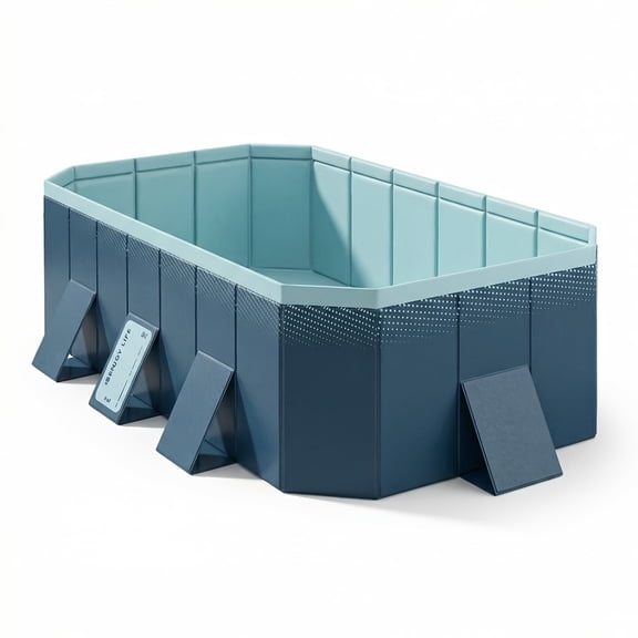 Foldable Family Swimming Pool, Non-Inflatable, Thickened Design, Outdoor Backyard Pool, Blue, Adult & Pet-Friendly
