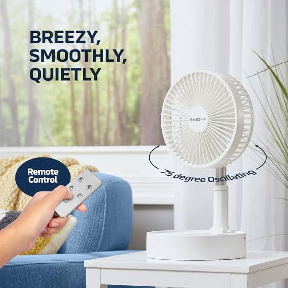 Foldable Fan, Oscillating 4 Speed Portable Fan Adjustable Height 1440", Remote Controlled folding Fan with 10,000 mAh Rechargeable Battery, Quiet Floor Fan For Bedroom, Great Fan For Travel
