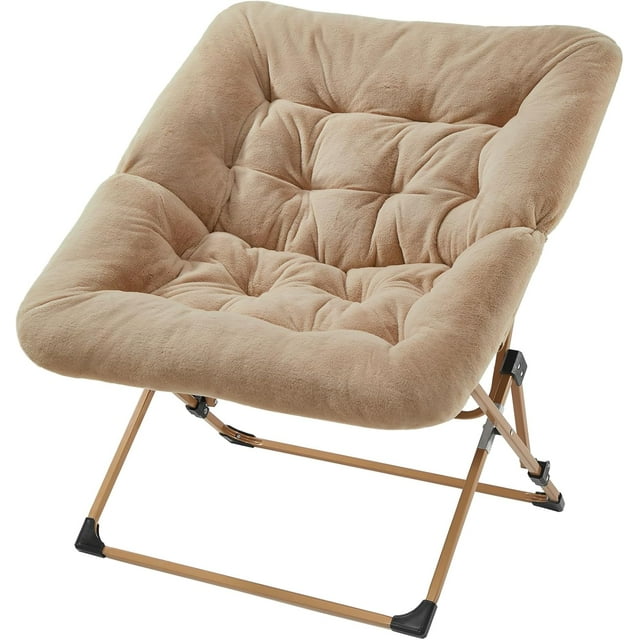 Foldable Faux Fur Chair,Large Size, Comfy Saucer Design,Bedroom