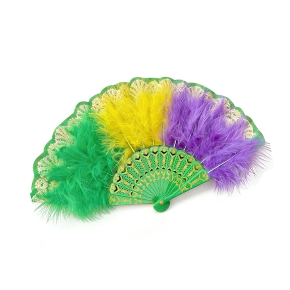 Foldable Feathered Fan Flapper Hand Fan Retro Chinese Hand Held Folding Fan