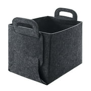 Medium Grey Foldable Felt Storage Box with Handles - Household Organizer Basket for Toys, Sundries, and Supplies