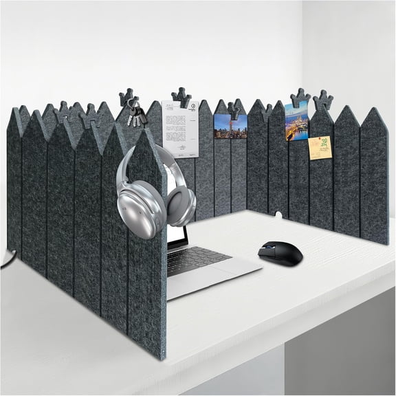 Foldable Felt Desk Divider, 16.5 x 86 Inches Non-Tip Privacy Panel Partition, Versatile Cubicle Shield with Clips for Hanging Notes & Items, Acoustic Table Screen for Office Home Classroom