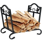 Foldable Firewood Log Rack Black Steel 17x14 Inches