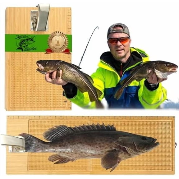 Foldable Fish Cleaning Board with Clamp - Extra Large 32"x 12"Fish Cutting Board - Non-Slip Surface, Portable Fish Measuring Board - Ideal Gift for Anglers and Outdoor Enthusiasts