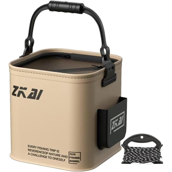 Foldable Fishing Bucket, Portable Fishing Water Pail, 13L/3.43Gal, for Hiking Fishing Camping Traveling Boating with Meters Rope