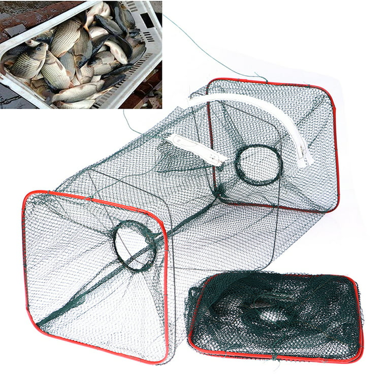 Foldable Fishing Net Dip Net Fish Cage Nylon Steel Wire Fishing Trap Cage