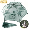 thumbnail image 1 of JelyHT Foldable 6 Hole Bait Fishing Trap net, Portable Nylon Mesh Steel Frame Minnow Net for Live Bait Fish Crawfish Shrimp, 2 pack, 1 of 8
