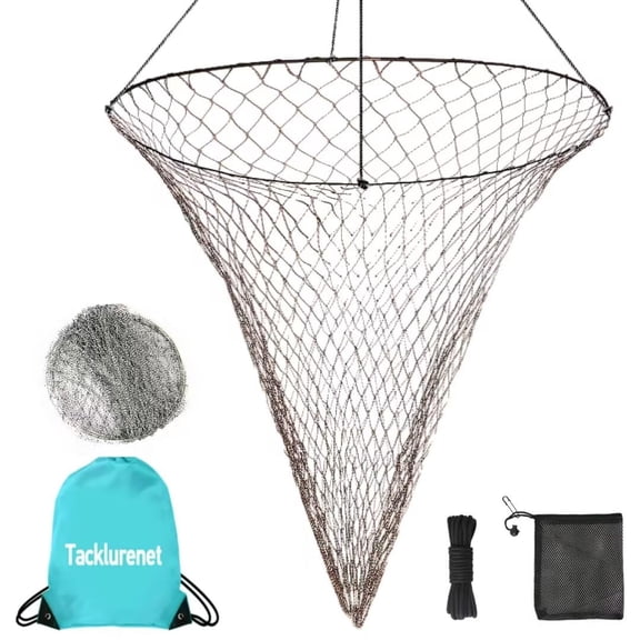 Foldable Fishing Net with Rope and Storage Bag