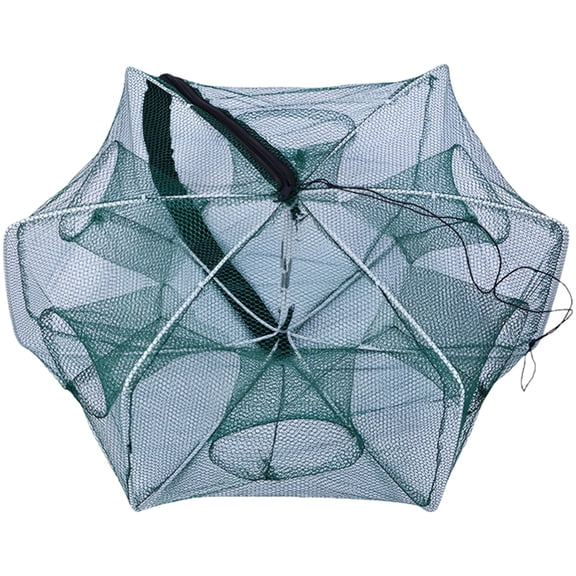 Foldable Fishing Trap, 6 Holes Hexagon Folding Fishing Net with Thickened Steel Frame, Minnow and Portable Crawfish Trap with Deepened Inlets for Bait Fish, Shrimp, and Small Fish