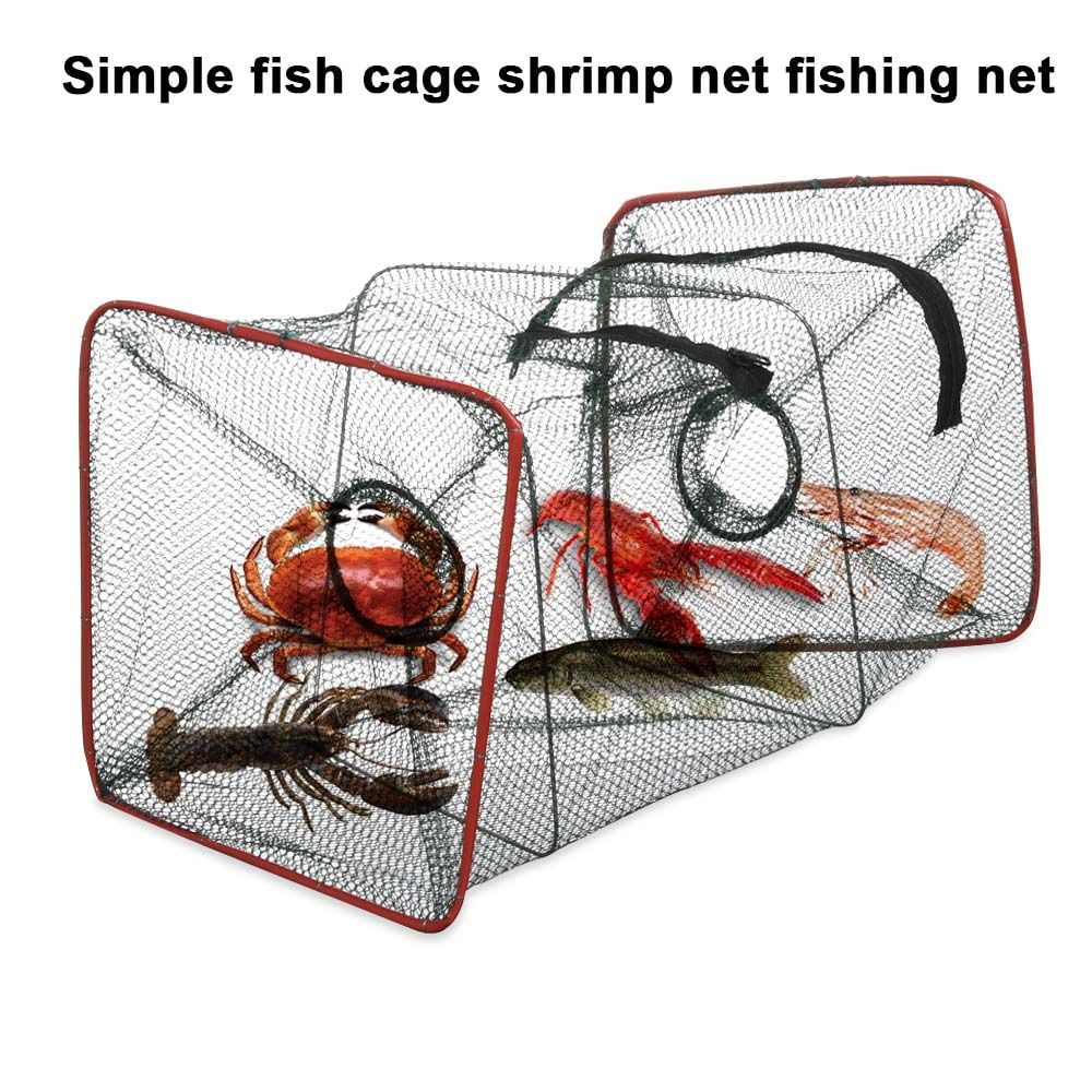 Foldable Fishing Trap Net, Zipper Bait Net Cage for Shrimp Crawfish