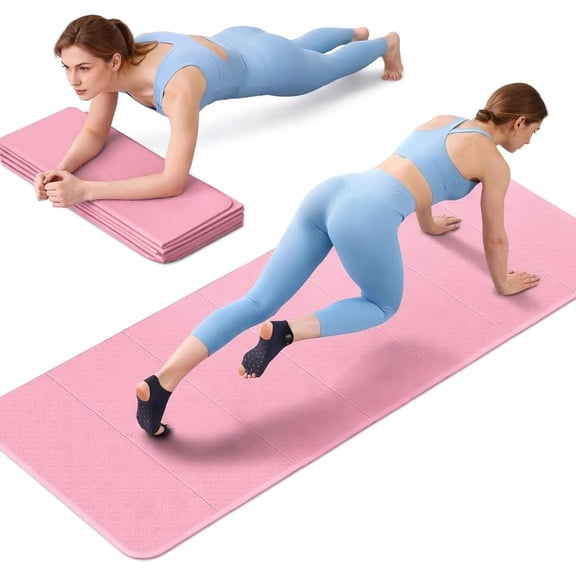 Foldable Fitness Mat, Extra Thick,Extra Long Wide Non-Slip TPE Exercise Mat for Yoga, Pilates &  Gym Workouts()