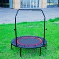 thumbnail image 1 of Foldable Fitness Trampoline with Adjustable Handrail, Mini Exercise Trampoline for Adults and Kids, Indoor Outdoor Rebound Trampoline with Safety Pad, Max Load 300lbs, 1 of 7