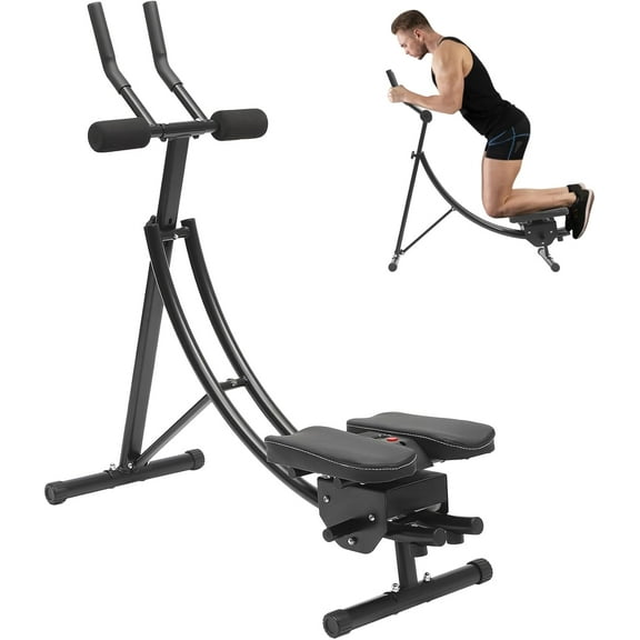 Foldable Fitness Wquipment Height Adjustable AB Trainer, Full Body Exercise Equipment with LED Monitor, Double ARC Track Ab Workout Equipment Core Abs Exercise Machine, 330lbs Weight Capacity