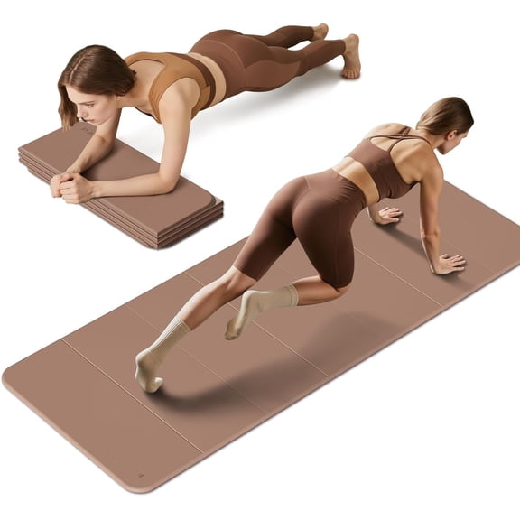 Foldable Fitness Yoga Mat | 2/5" (10MM) Extra Thick | SGS Certified Non-Slip TPE | 75x26" Extra Long-Wide | Portable & Easy Store | for Yoga, Pilates,  Gym & Full- Workouts