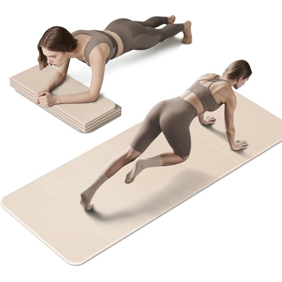 Foldable Fitness Yoga Mat | 2/5" (10MM) Extra Thick | SGS Certified Non-Slip TPE | 75x26" Extra Long-Wide | Portable & Easy Store | for Yoga, Pilates, Home Gym & Full-Body Workouts