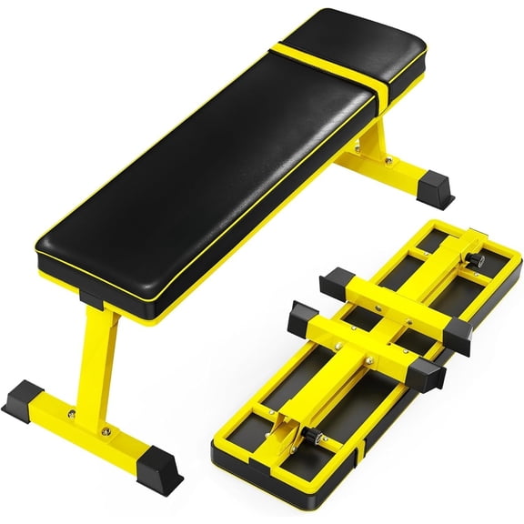 Foldable Flat Weight Bench - 1300 LB Capacity Heavy Duty Workout Bench for  Gym, Strength  Bench Press for Full  Exercise, Featuring an Innovative Fully Enclosed Steel Base