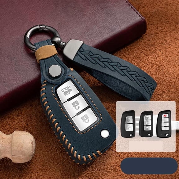 Foldable Flip Leather Key Fob Cover with Keychain for Nissan Rogue Sport S Select Sylphy Pulsar Frontier 2018-2019 Models – 2 3 4 Button Design