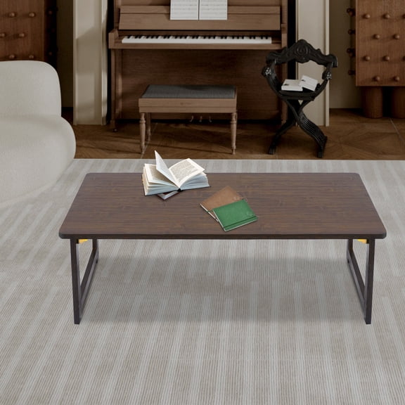 Foldable Floor Coffee Table, 31.5" Bamboo Low Table  17.6 lbs Capacity, Space Saving  for Living Room, Balcony, Tea Table, Laptop Desk  Walnut Color