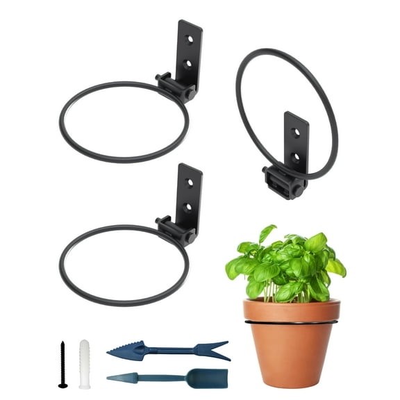 Foldable Flower Pot holder Ring for Wall Mount 6 Inch 3 Pcs – Heavy Duty Metal Round Planter Hooks
