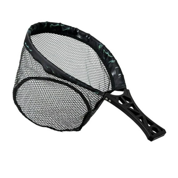 Foldable Fly Fishing Landing Net with ABS Non-Slip Handle, Glue-Coated Quick-Dry Mesh, Metal Frame for Freshwater and Saltwater Trout, Compact Stream Catch Net in Black, 45(Small)