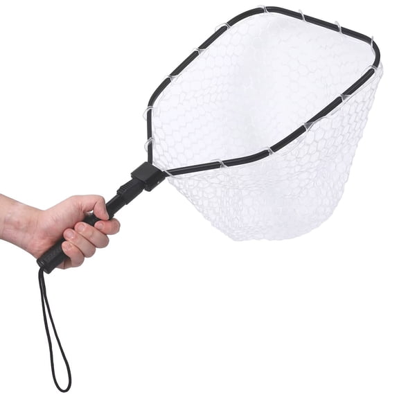 Foldable Fly Fishing Net Trout Fishing Landing Net with Anti-Slip Collapsible Pole Handle Easy Catch and Release Fishing Net for Salmon Fly Kayak Bass