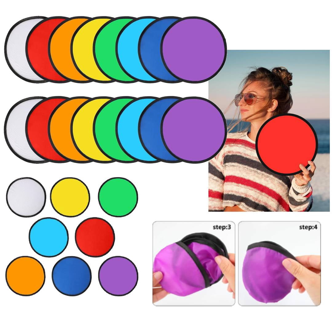 Foldable Flying Disc or Fan with Storage Bag Assortment Fans Set Beach ...