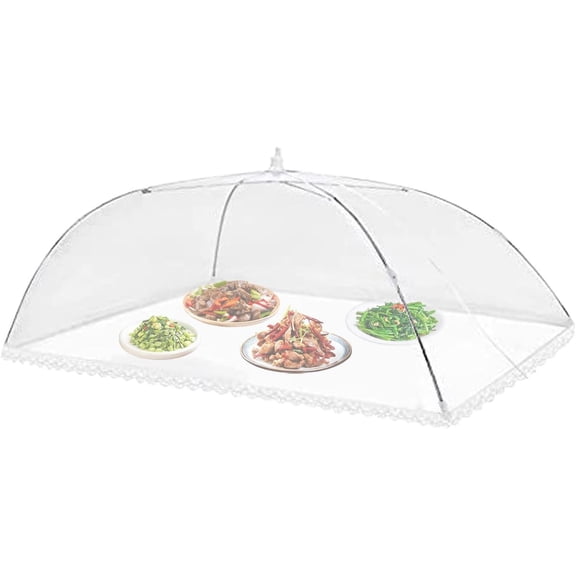 Foldable Food Net Tent, Mesh Table Cover Dome Umbrella, Pop Up Outdoor Meal Protector Screen for Garden BBQ Picnic Serving Party (4 Pack, White)