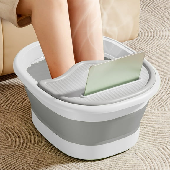 Foldable Foot Bath Bucket with Lid, Portable Foot Spa with Massage Acupoints, Collapsible Design for Easy Storage and Travel, Large Capacity Foot Soaker