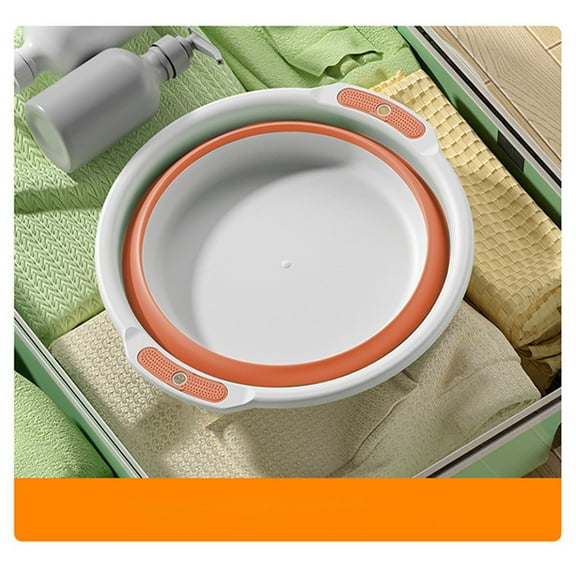 Foldable Foot Soaking Tub, Collapsible Silicone Foot Bath Bucket with Heat Retention for Home and Office Use, Portable Foot Spa Basin(Orange)