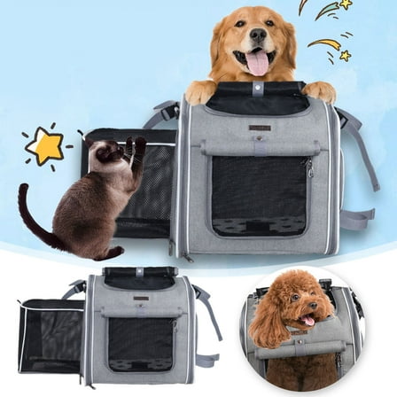 Foldable Front Bike for Dogs 4-in-1 Pet Backpack Shoulder Bag Car Seat Cushion with Reflective Strips for Up to 12lbs