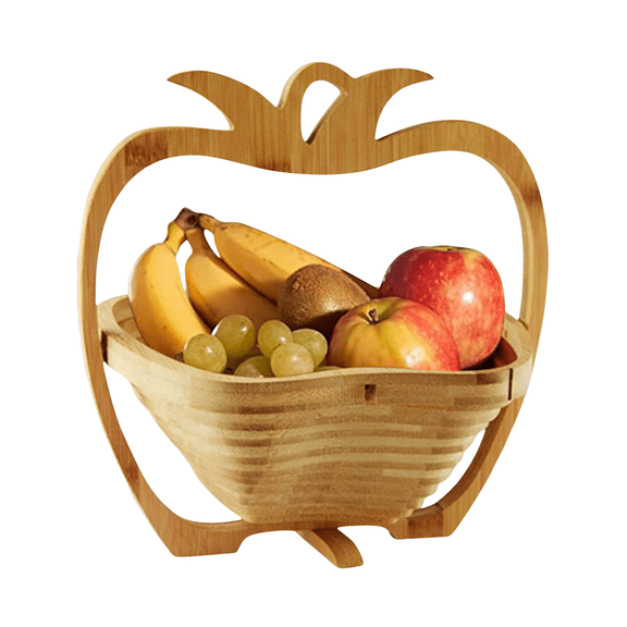 Foldable Fruit Basket Gift Bamboo Fruit and Veggie Basket,Fruit Bowl Holder Dried Fruit Basket for Easter Decorations Holiday Party Mom Gifts (Style B)