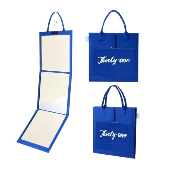 Foldable Full Length Mirror, 12.2x42.52in Handbag with 3 Panel Mirror Portable Long Mirror for Outdoor Travel Blue