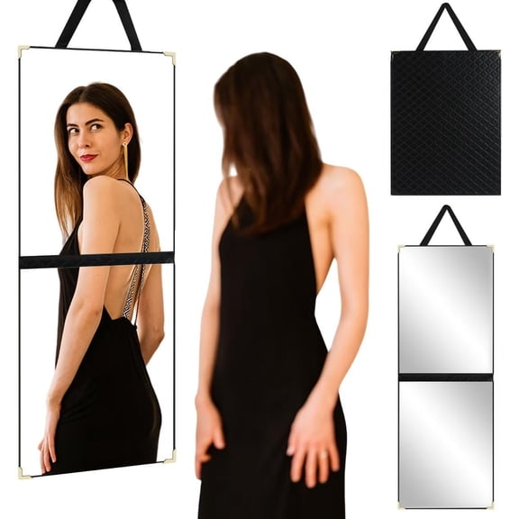 Foldable Full Length Travel Mirror - 25" Portable Shatterproof Mirror, Wall Mounted Travel Makeup Mirror for Camping, RV & Small Spaces